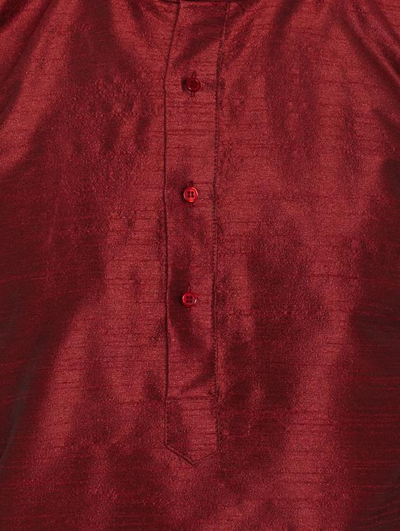maroon silk blend dhoti kurta set - 15781714 - Standard Image - 3