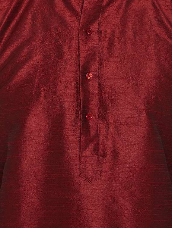maroon silk blend dhoti kurta set - 15781718 - Standard Image - 3