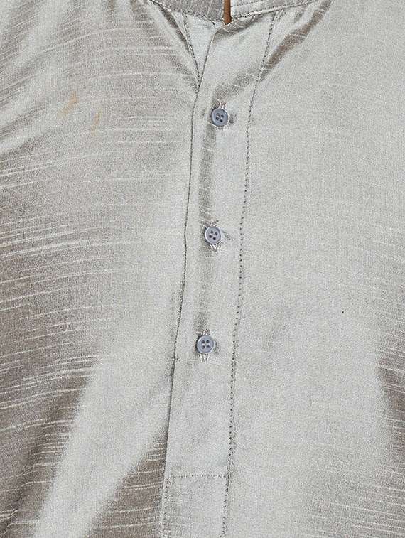 silver silk blend dhoti kurta set - 15781723 - Standard Image - 3