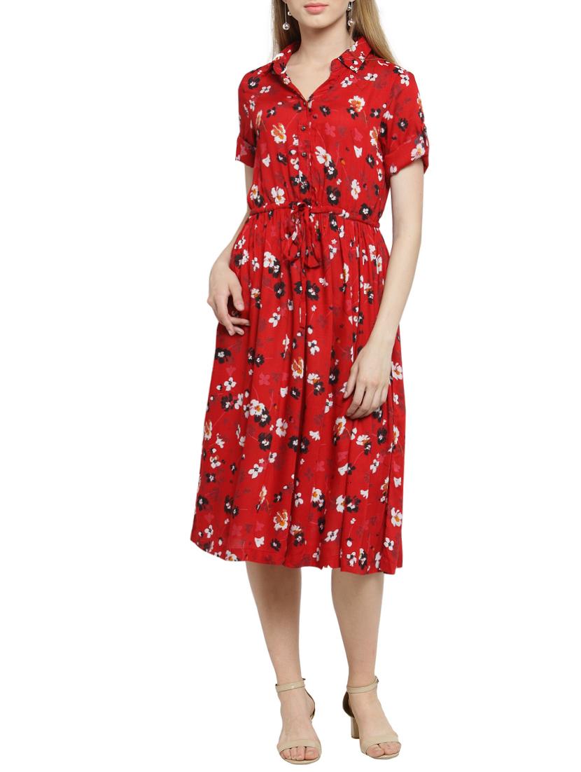drawstring waist floral dress - 15784852 - Zoom Image - 0