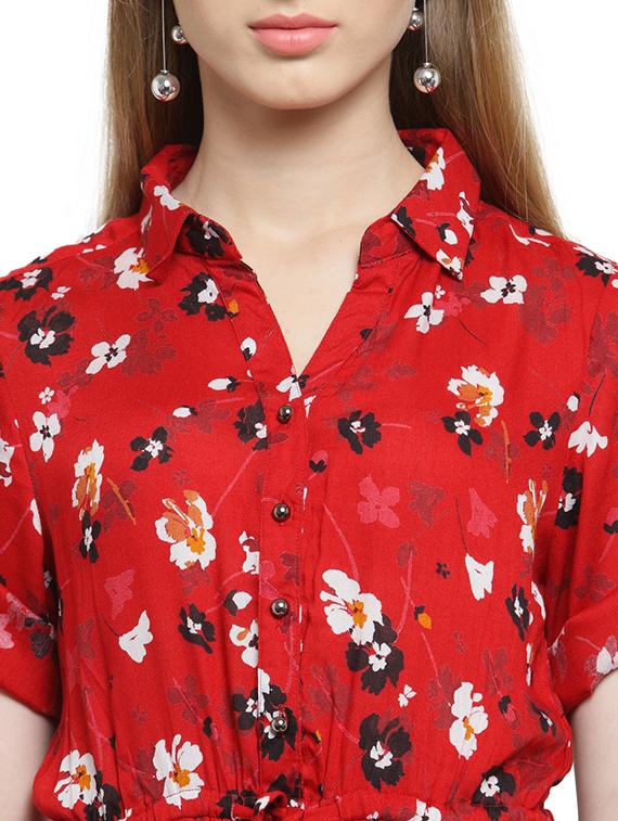 drawstring waist floral dress - 15784852 - Standard Image - 3