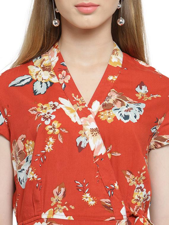 tie up detail floral a-line dress - 15784854 - Standard Image - 3