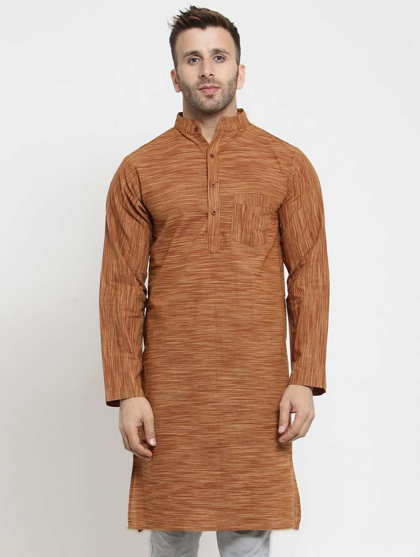 brown cotton long kurta - 15785170 -  Zoom Image - 0