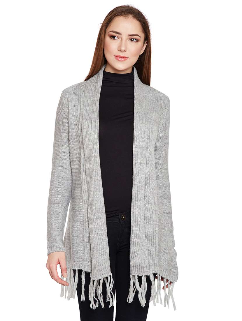 Buy online Fringed Hem Woolen Shrug from capes shrugs for Women