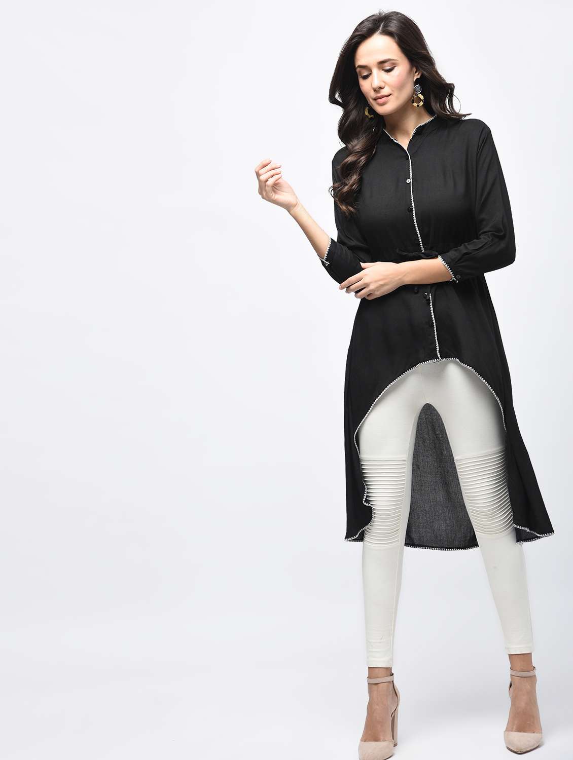 high low solid kurti