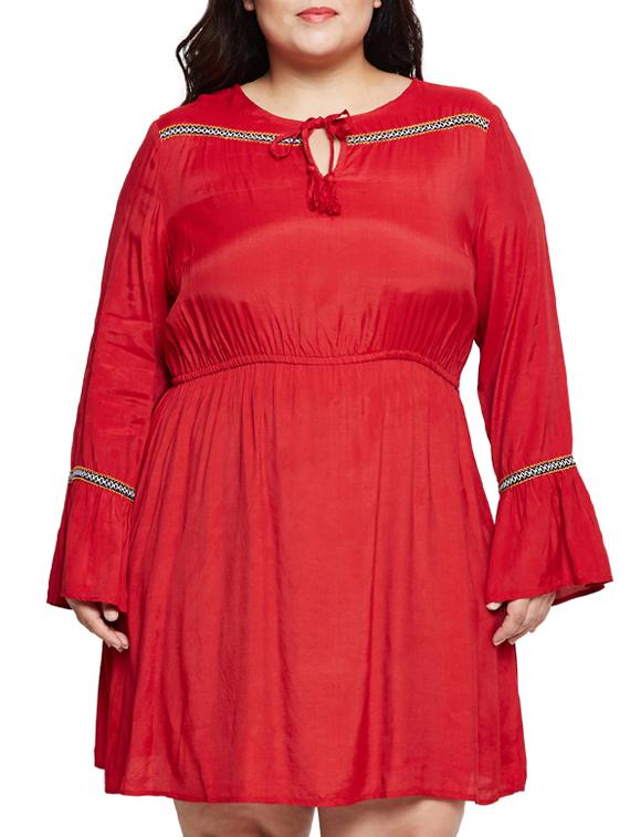 lace detail tie up neck plus dress - 15788897 - Zoom Image - 0