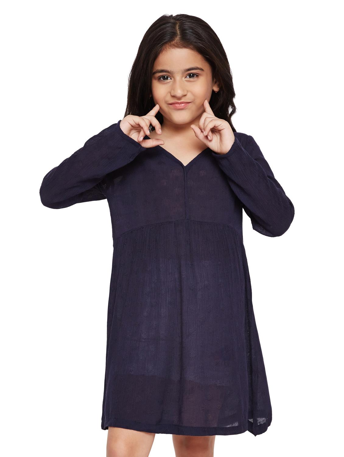 girls v neck long sleeves dress - 15789312 - Zoom Image - 0