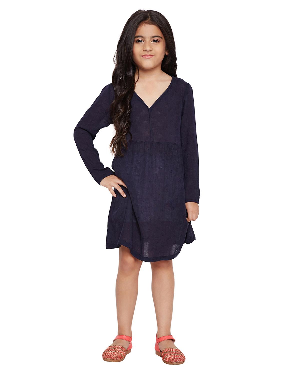 girls v neck long sleeves dress - 15789312 - Standard Image - 3