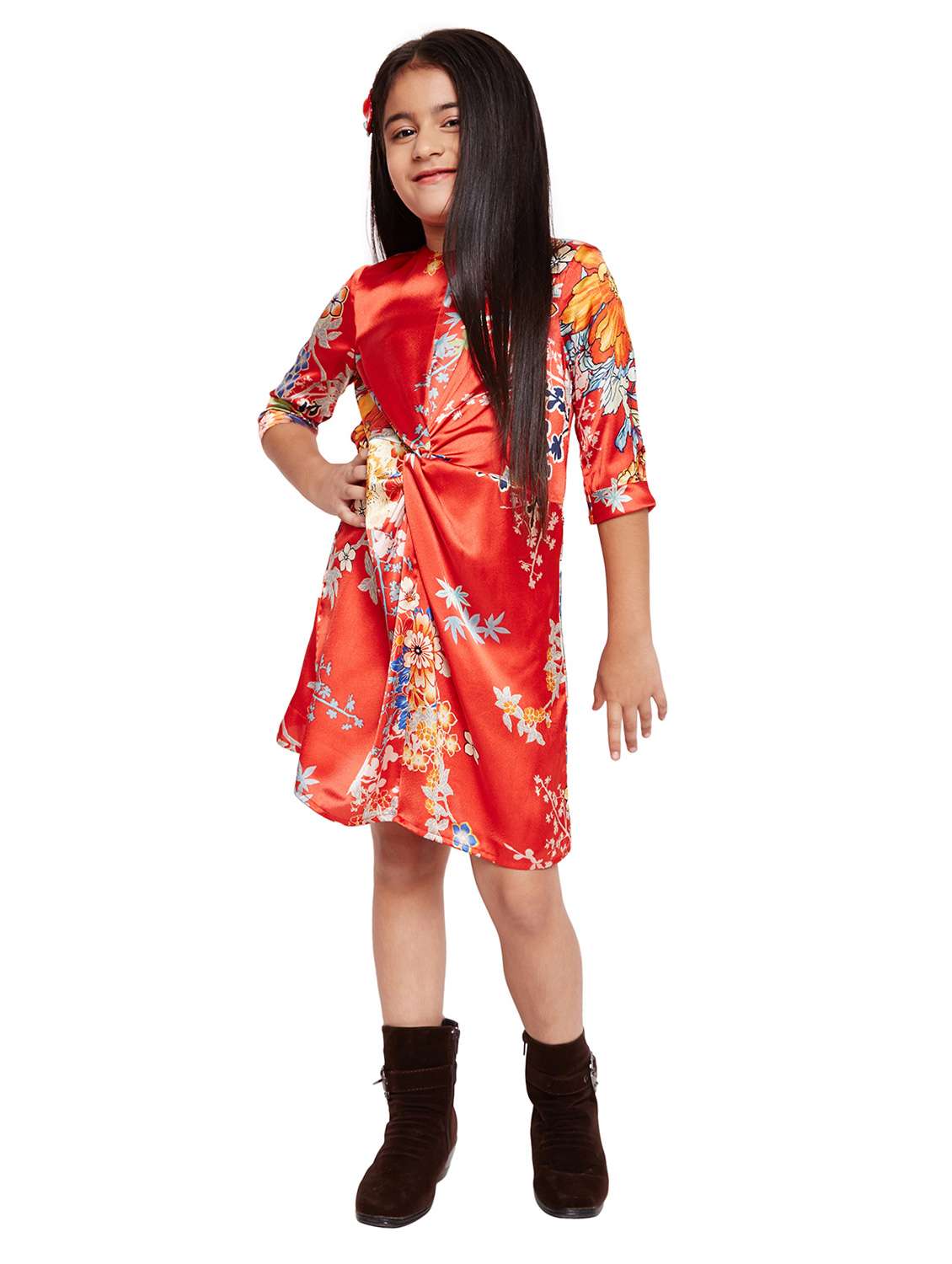 red polyester frock - 15789334 - Standard Image - 3
