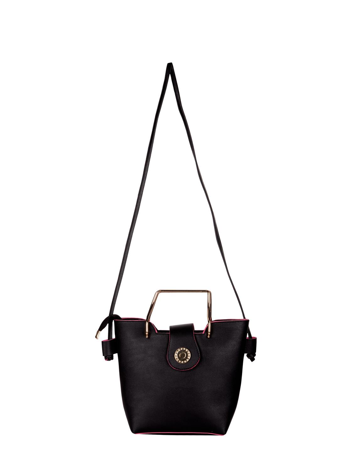 black solid regular sling bag - 15790565 - Standard Image - 3