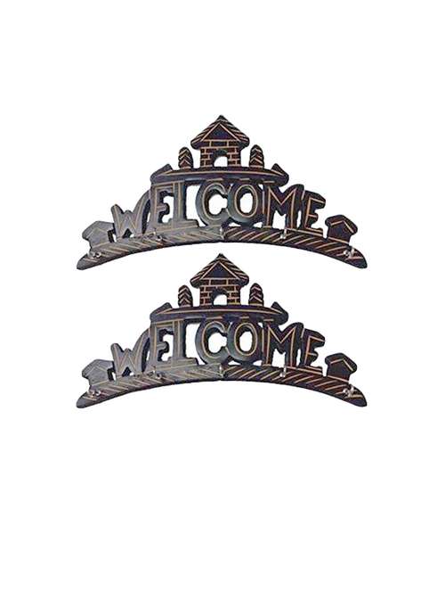 desi karigar beautiful wooden wall hanging key holder (welcome) . a perfect key holder set of 2 - 15791709 - Standard Image - 0