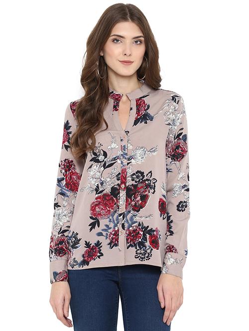 floral band collar shirt - 15791734 - Standard Image - 0