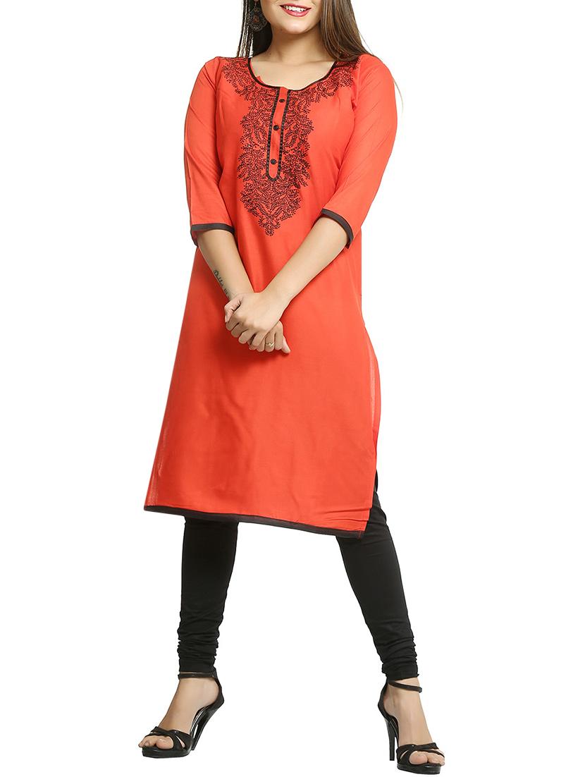 embroidered straight kurta - 15791991 -  Zoom Image - 0