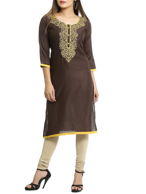 embroidered straight kurta - 15791994 -  Standard Image - 0