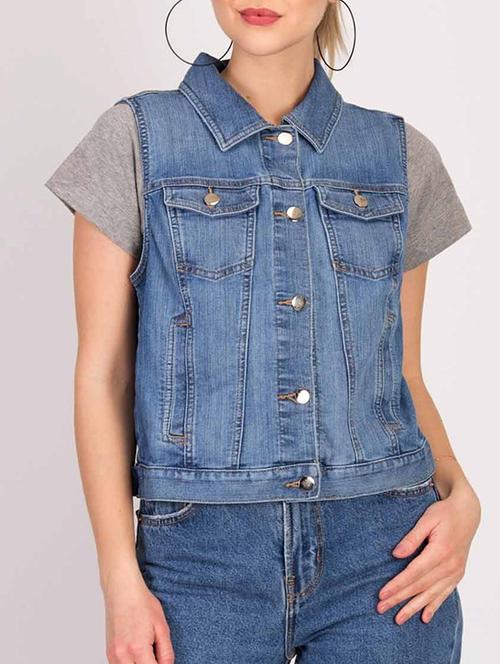 button-up denim jacket - 15795435 -  Standard Image - 0