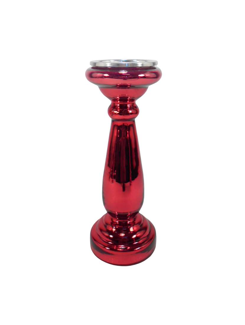 royallifestylee red glass pillar candle holder