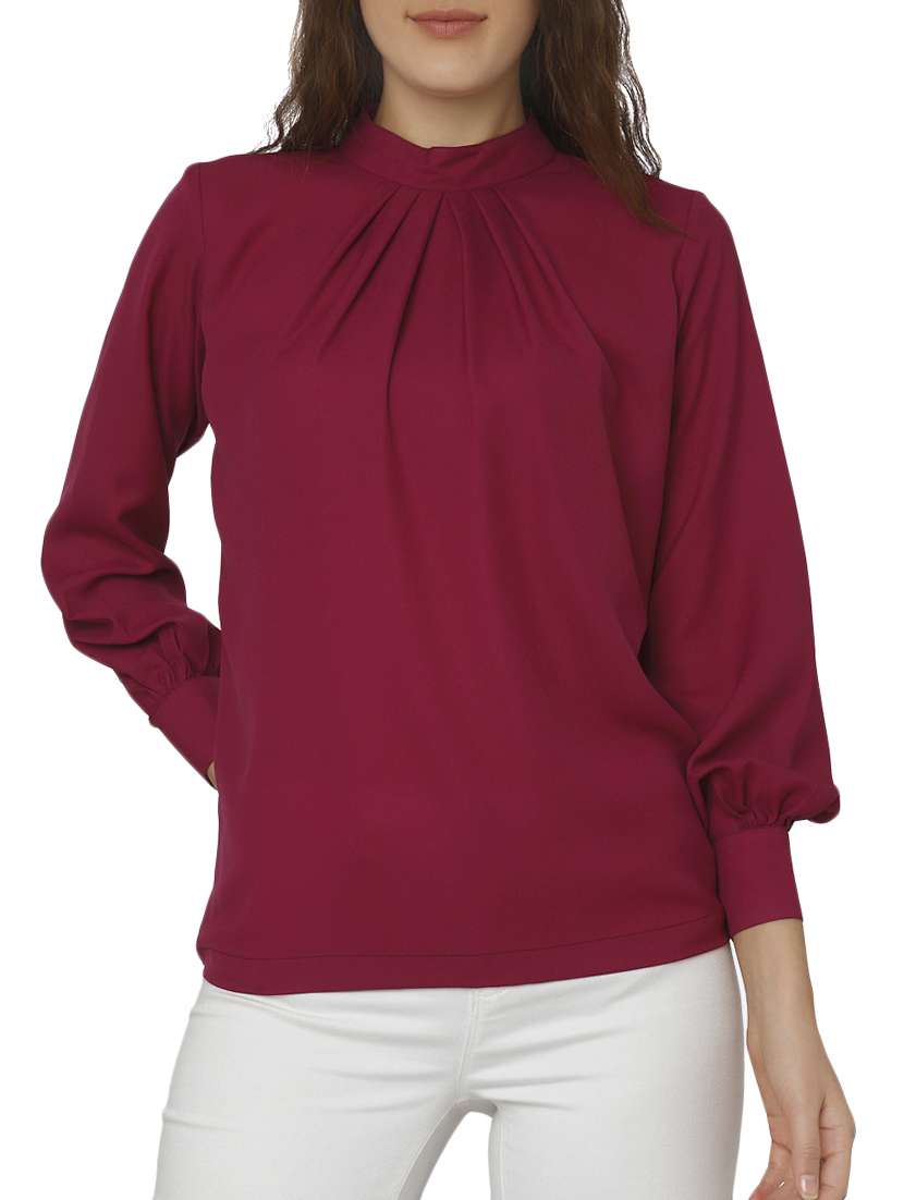 women's straight round neck top