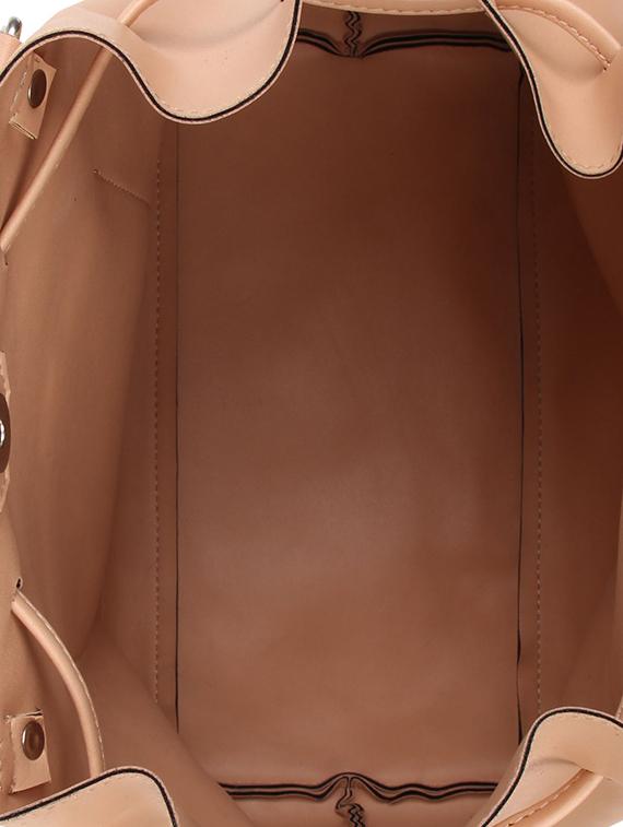 beige leatherette (pu) combo handbag - 15797839 - Standard Image - 3