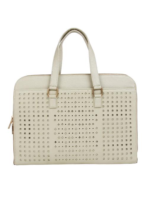 off white leatherette (pu) laptop laptop bag - 15797855 - Standard Image - 0