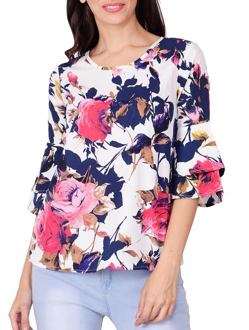 layered bell sleeved floral top - 15797863 - Standard Image - 0