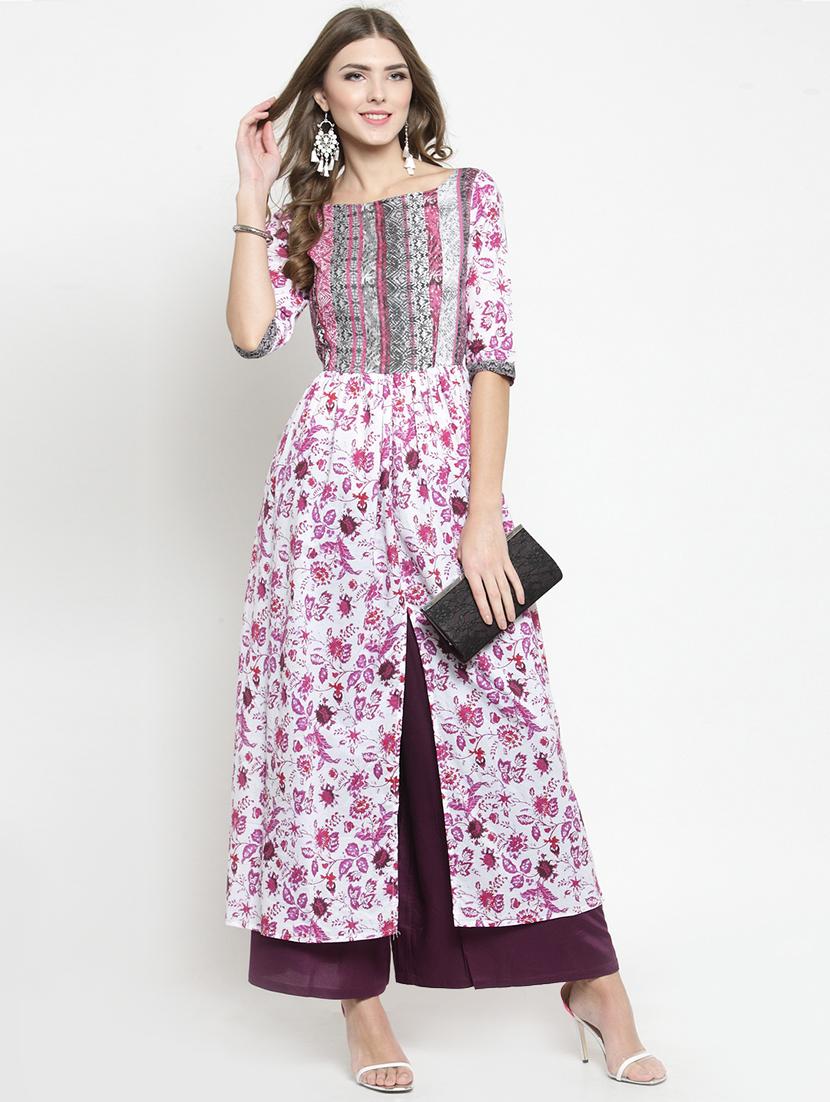 flared printed kurta - 15799805 - Zoom Image - 0