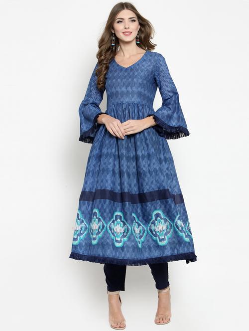 flared bell sleeves kurta - 15799811 - Standard Image - 0