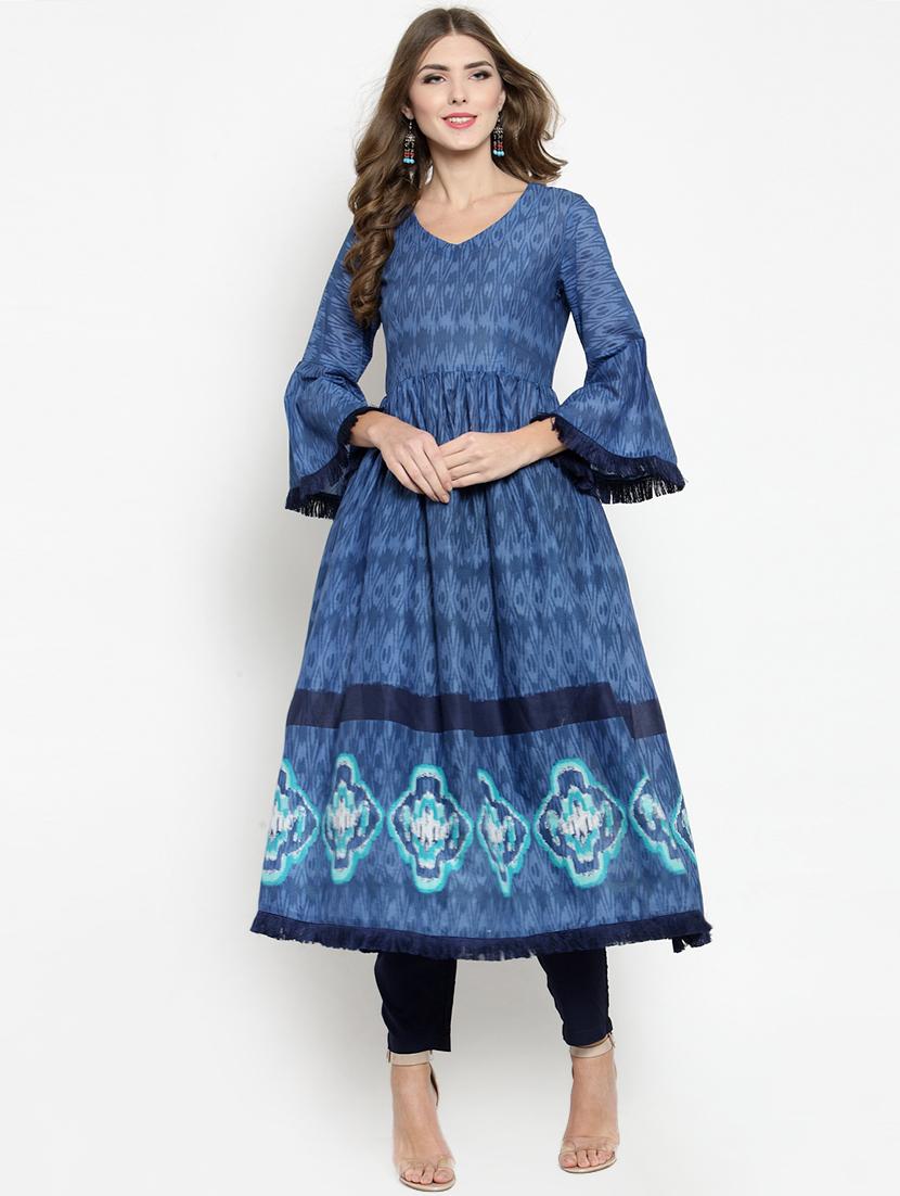 flared bell sleeves kurta - 15799811 - Zoom Image - 0