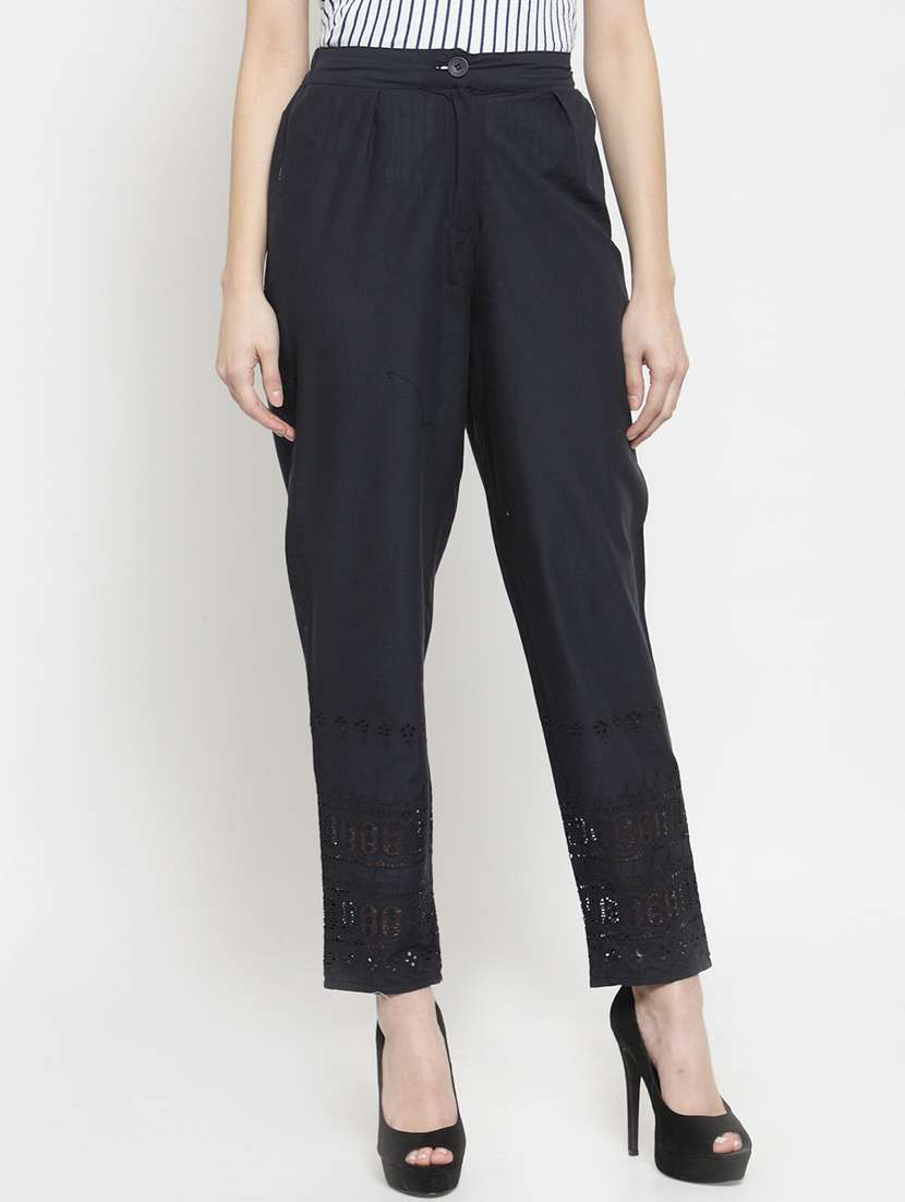 flat front solid trouser - 15799853 - Zoom Image - 0