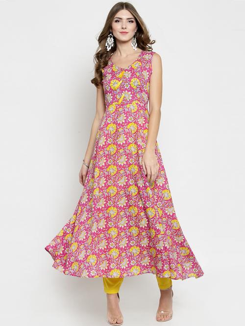 floral flared kurta with pant set - 15799858 - Standard Image - 0
