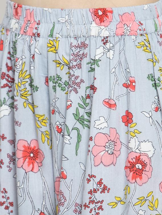floral front drawstring flared kurta with palazzo set - 15799867 - Standard Image - 3
