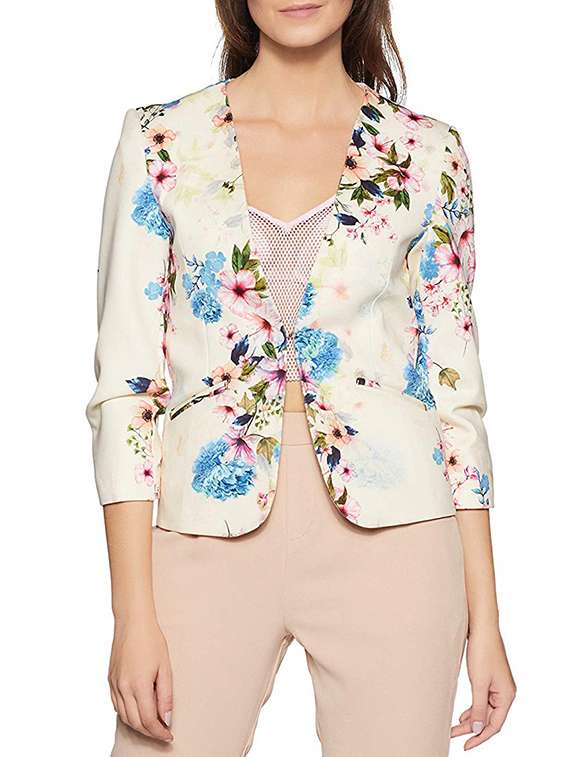 Buy online Floral Casual Pocket Detail Blazer from blazers and