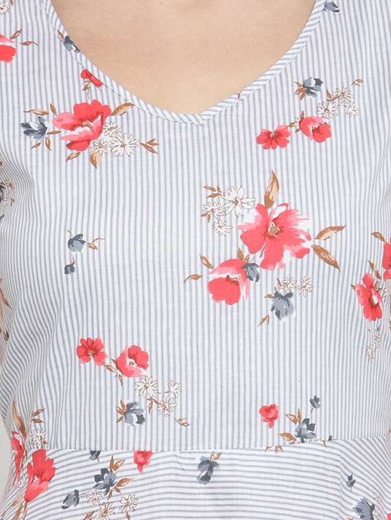 floral flared kurta with palazzo set - 15802792 -  Standard Image - 3