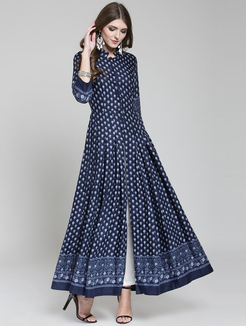 printed flared kurta with pant set - 15802794 -  Zoom Image - 0