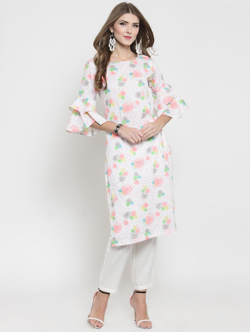 floral layered kurta with pant set - 15802798 - Zoom Image - 0