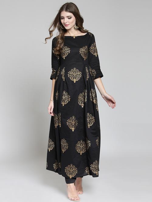 foil printed kurta with pant set - 15802800 - Standard Image - 0