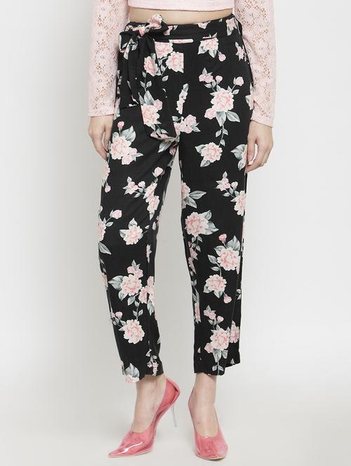 tie up waist floral trouser - 15802839 -  Standard Image - 0