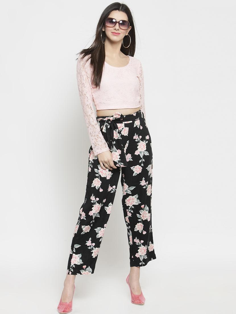 tie up waist floral trouser - 15802839 - Standard Image - 3