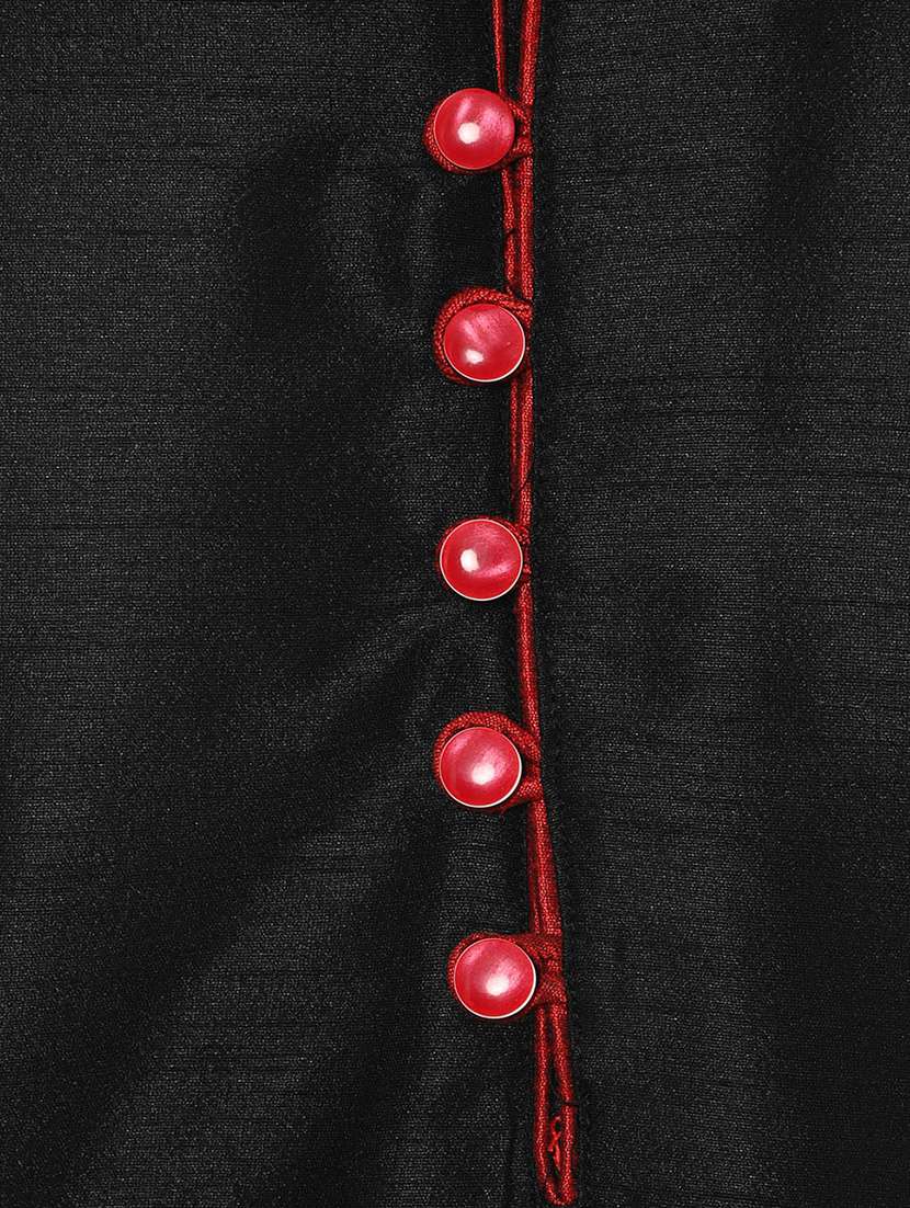 black silk blend kurta pyjama set - 15803079 - Standard Image - 3