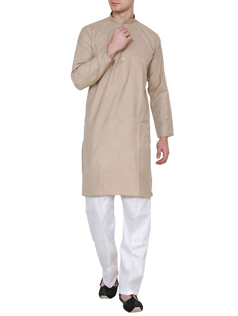 brown cotton long kurta - 15803122 - Zoom Image - 0