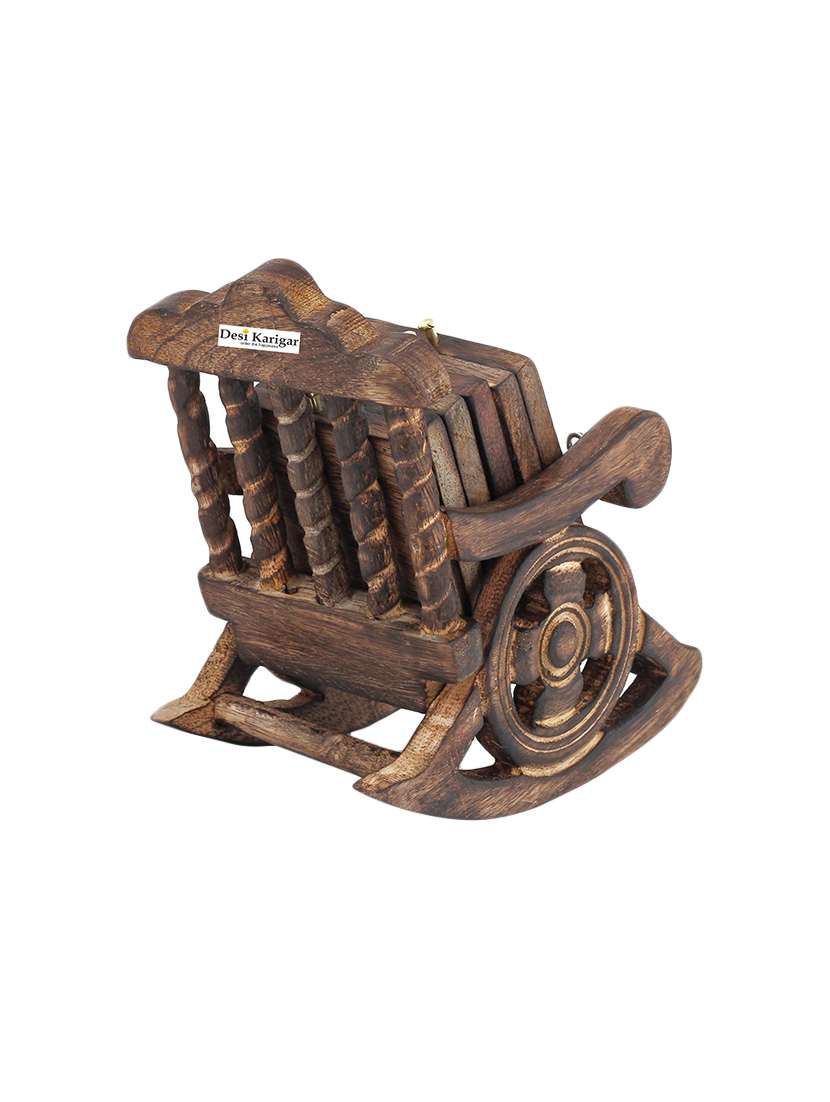 Miniature Rocking Chair Design Wooden Tea Coffee Coaster Set