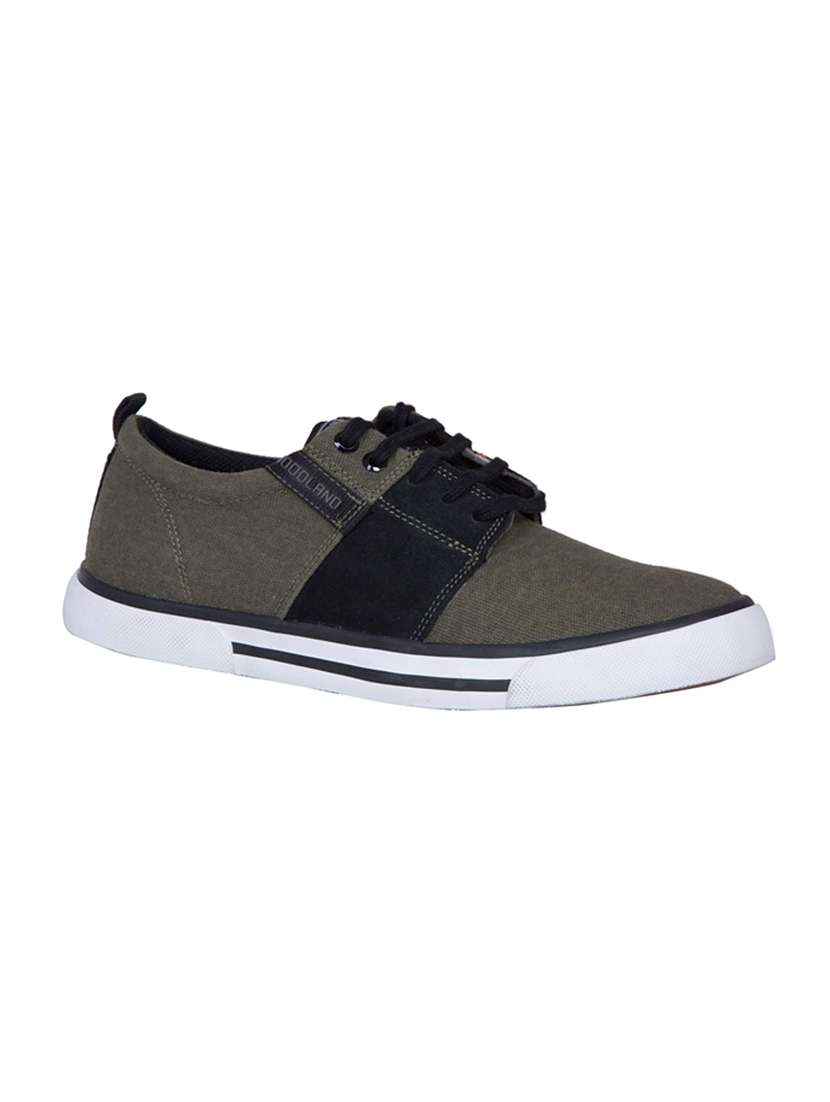 Buy online Green Canvas Lace Up Sneakers from Casual Shoes for Men - Main Image