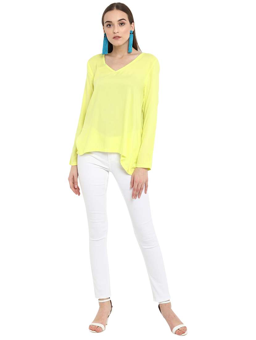 women's straight v neck top - 15804618 - Standard Image - 3