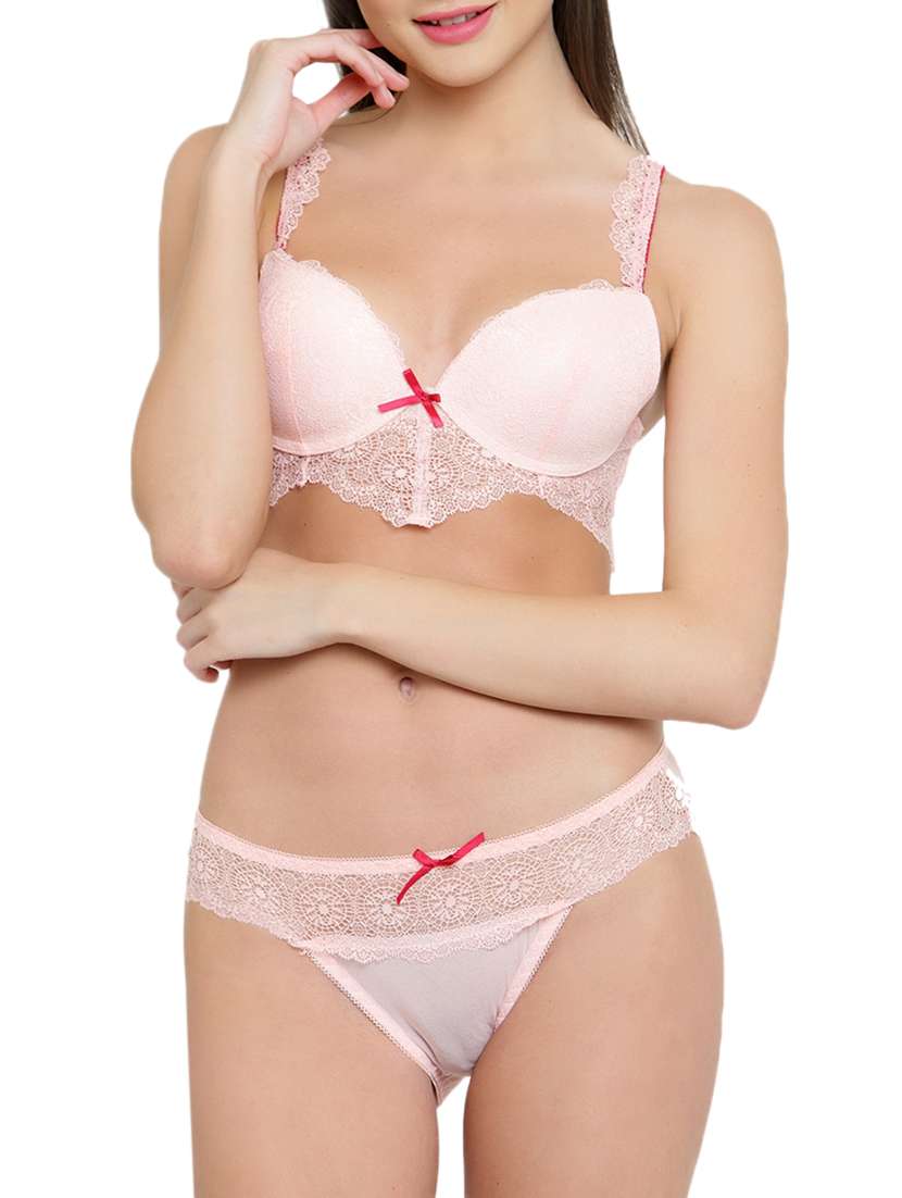 lace detail bralette & panty set - 15806347 - Zoom Image - 0