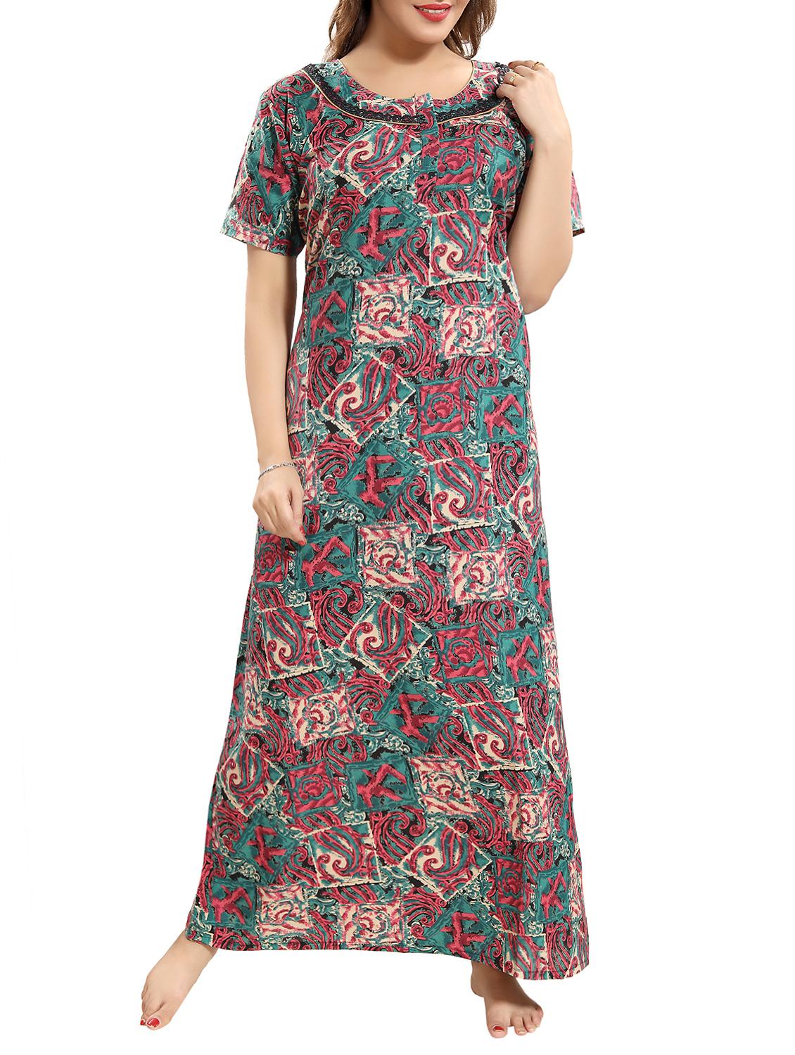 lace trim paisley nightwear gown - 15807890 - Zoom Image - 0