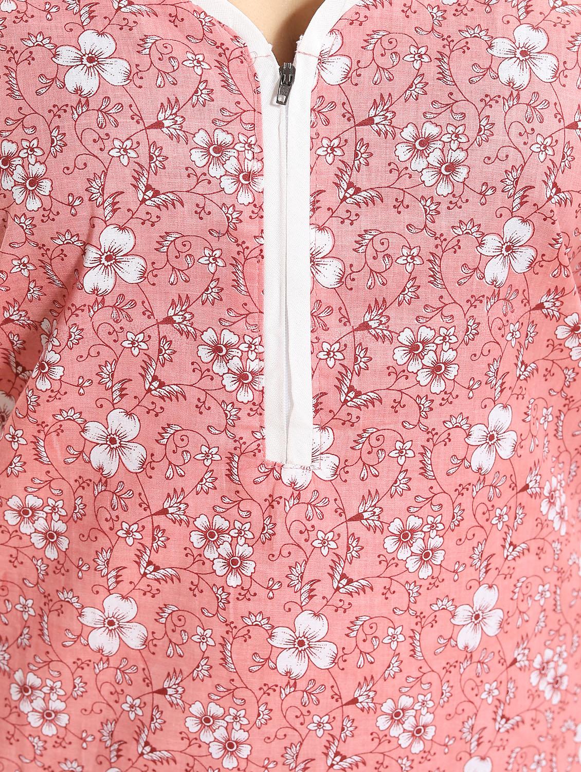zipper detail floral nightwear gown - 15807891 - Standard Image - 3