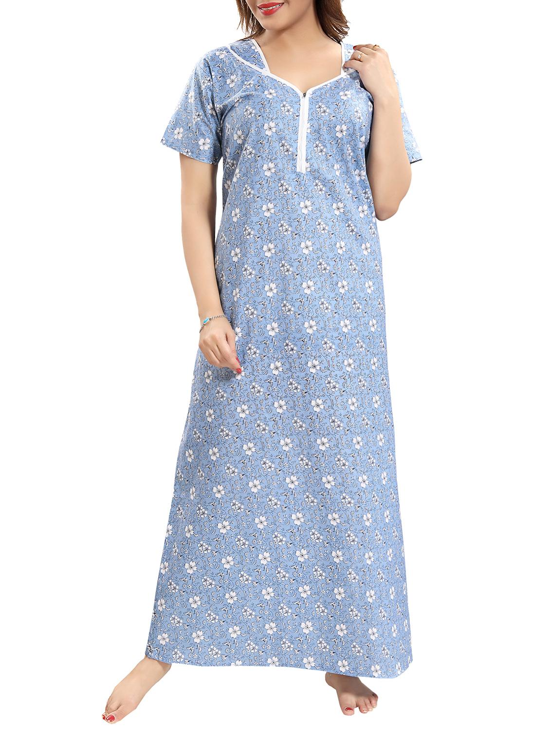 zipper detail floral nightwear gown - 15807892 -  Zoom Image - 0