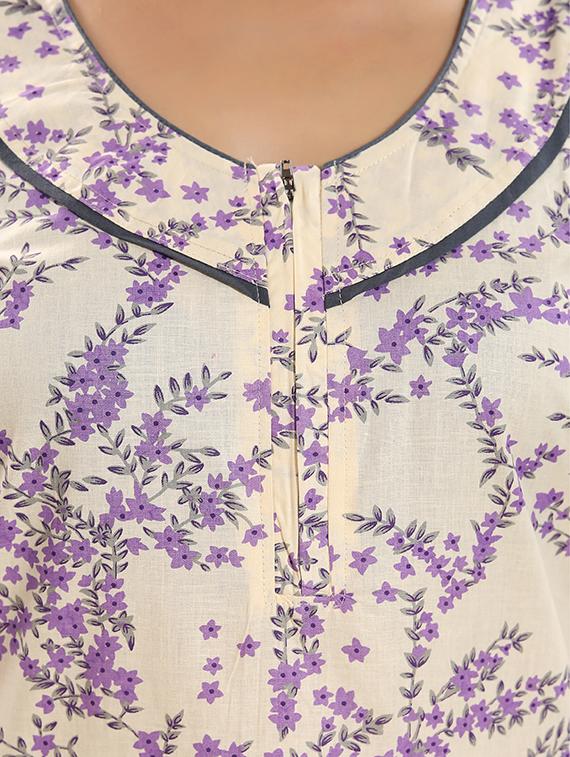 zipper detail floral nightwear gown - 15807899 - Standard Image - 3