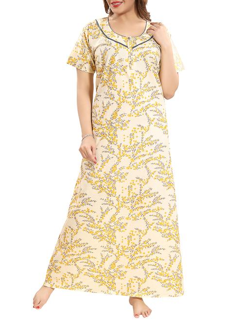zipper detail floral nightwear gown - 15807901 - Standard Image - 0