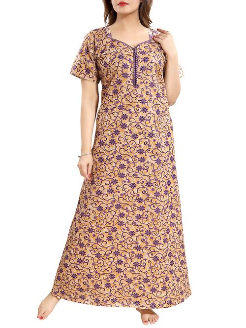 zipper detail floral nightwear gown - 15807908 - Standard Image - 0