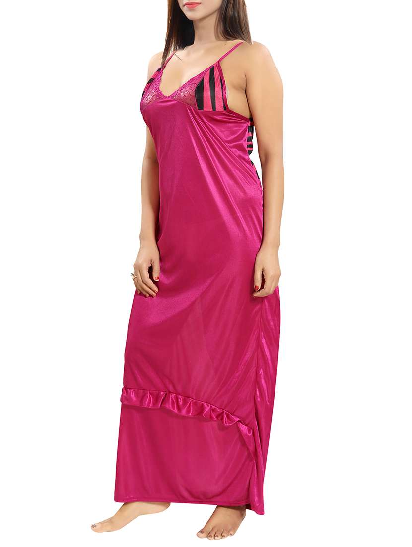 lace detail nighty with robe - 15807916 - Standard Image - 5